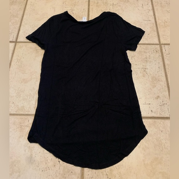 💜 AMISU Black Asymmetrical Hem T-Shirt Top Size XS - Picture 4 of 5